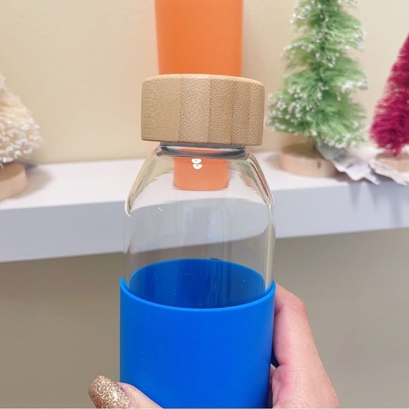 2x Reusable Glass Water Bottle With Bamboo Lid 18.5 oz - Picture 9 of 11